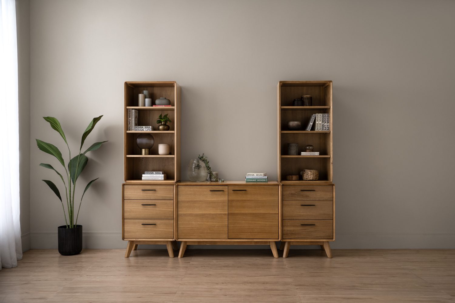 K34002_s1 Toronto Bookcase With Toronto Side Table & Toronto 1.09m Sideboard
